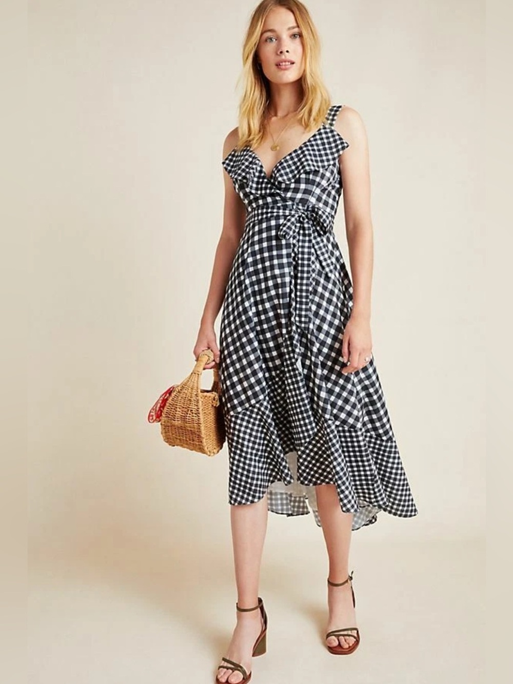 Hutch Anthro Allison Gingham Wrap Dress, Small